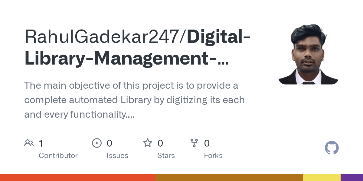 GitHub RahulGadekar247/DigitalLibraryManagementSystem The main