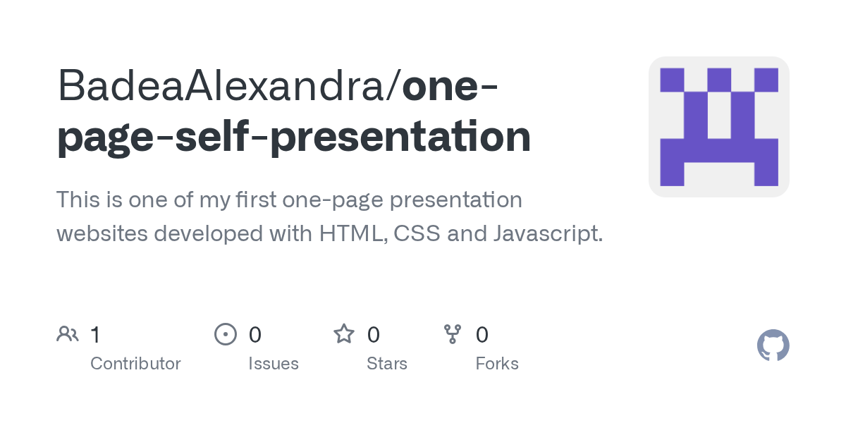 GitHub BadeaAlexandra/onepageselfpresentation This is one of my first onepage
