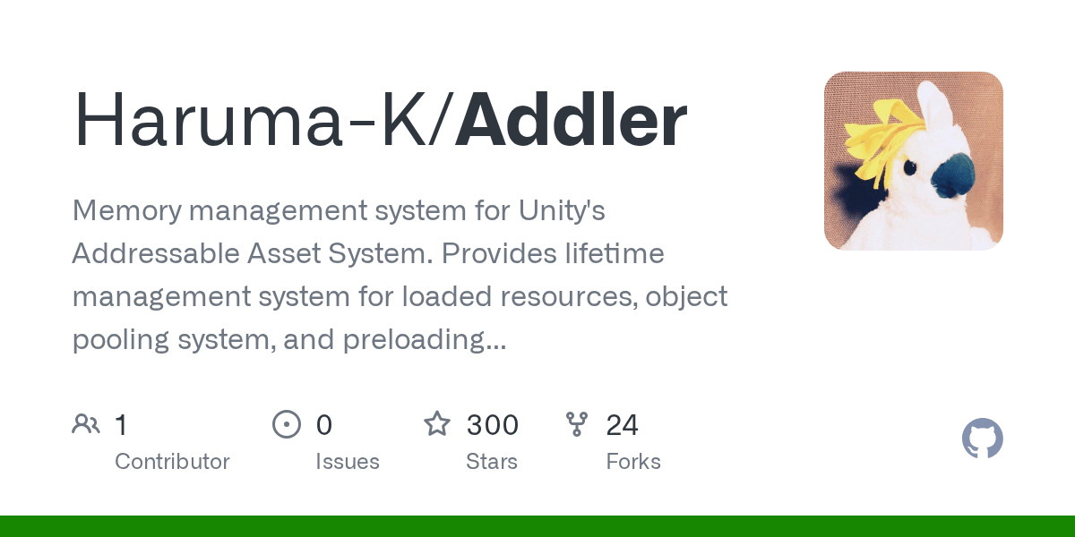 GitHub HarumaK/Addler Memory management system for Unity's