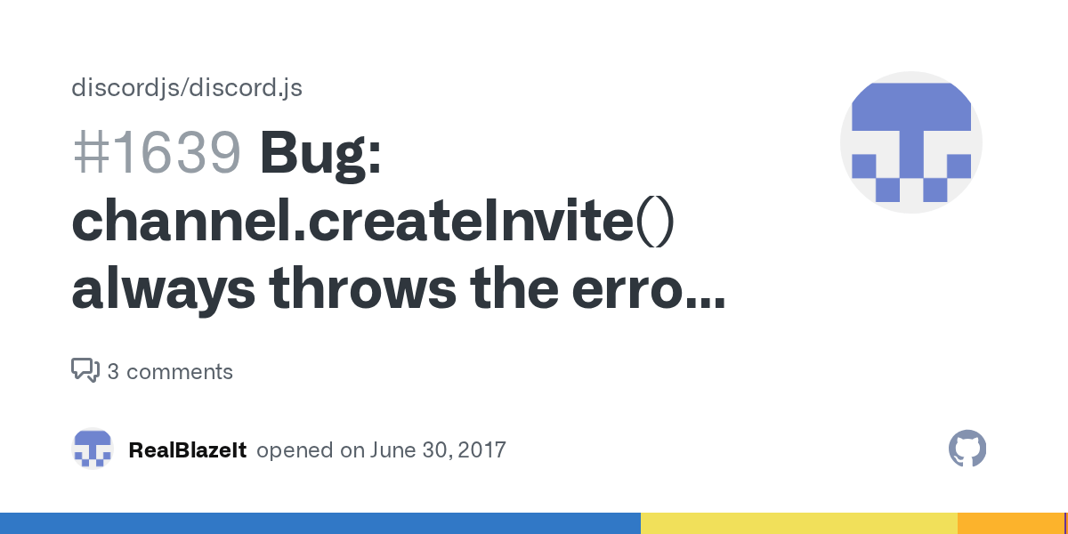 Bug channel.createInvite() always throws the error TypeError Cannot