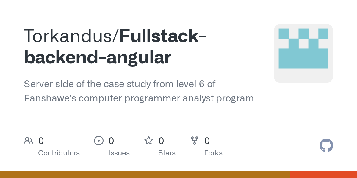 GitHub Torkandus/Fullstackbackendangular Server side of the case study from level 6 of
