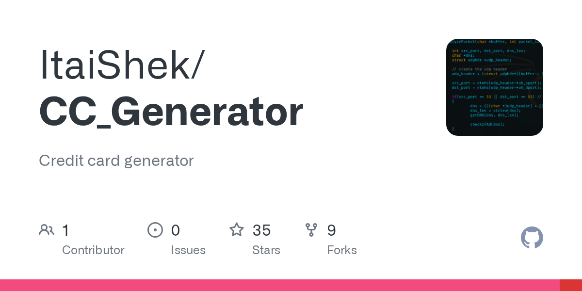 GitHub ItaiShek/CC_Generator Credit card generator