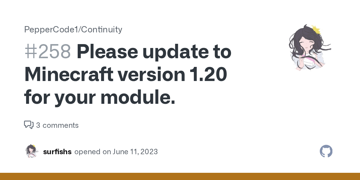 Please update to Minecraft version 1.20 for your module. · Issue 258