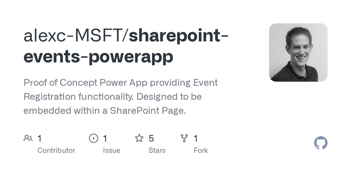 GitHub alexcMSFT/sharepointeventspowerapp Proof of Concept Power