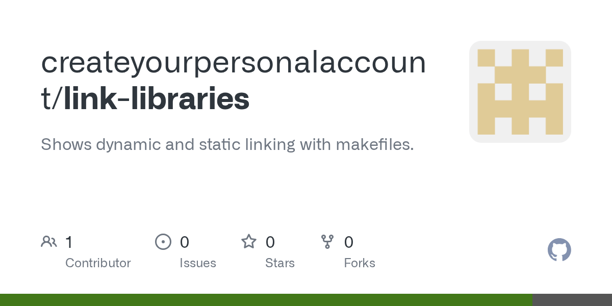 GitHub createyourpersonalaccount/linklibraries Shows dynamic and