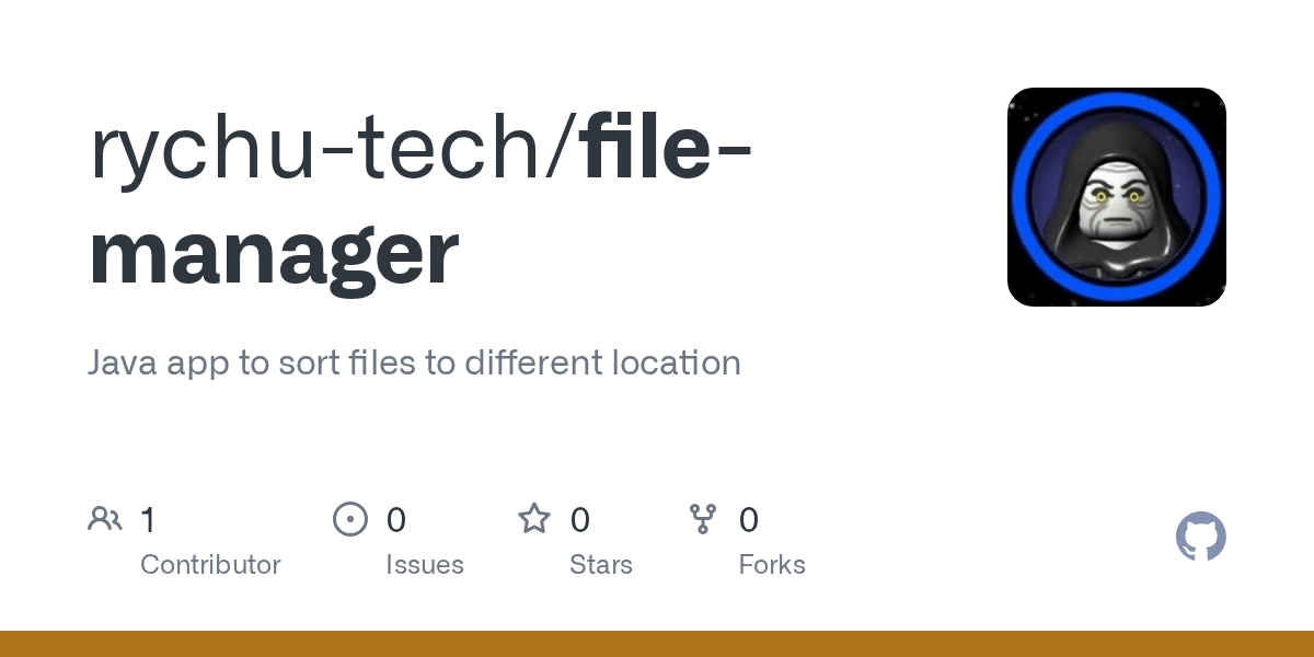 GitHub rychutech/filemanager Java app to sort files to different