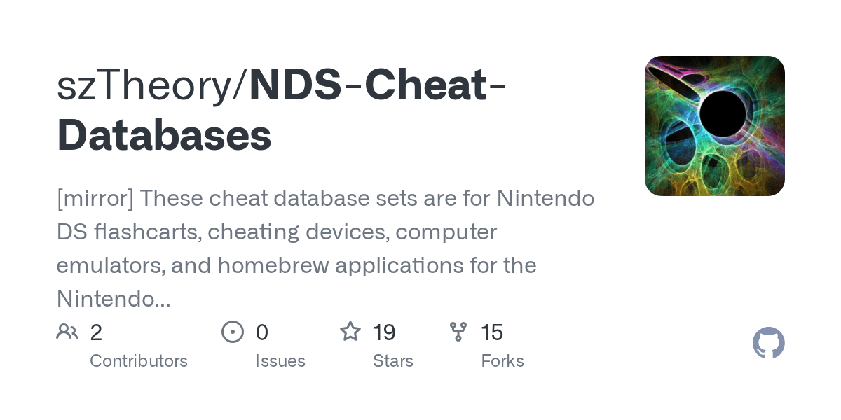 GitHub szTheory/NDSCheatDatabases [mirror] These cheat database