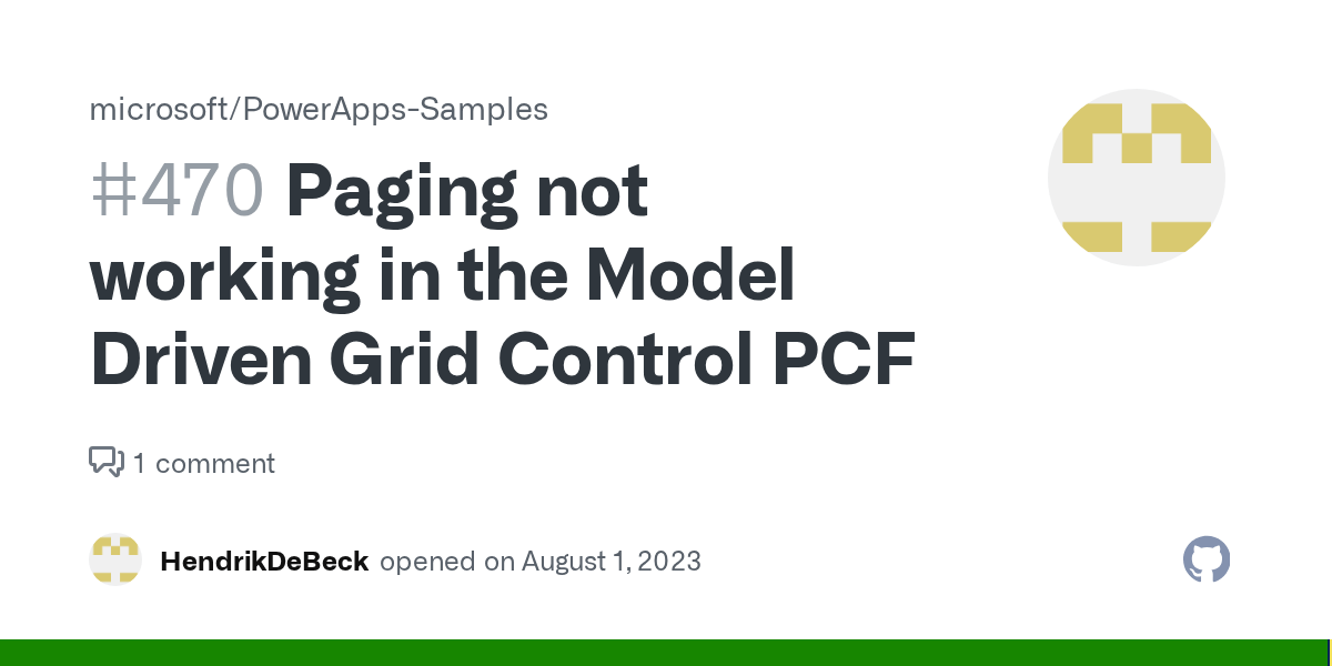 Paging not working in the Model Driven Grid Control PCF · Issue 470