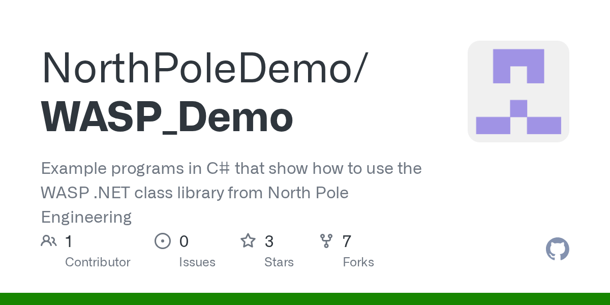 GitHub - NorthPoleDemo/WASP_Demo: Example programs in C# that show how