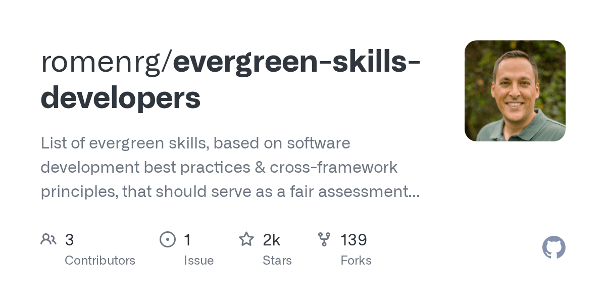 GitHub romenrg/evergreenskillsdevelopers List of evergreen skills