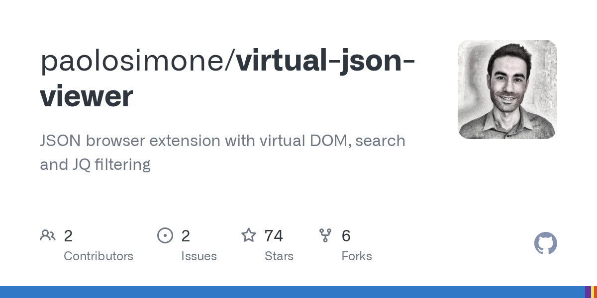 GitHub paolosimone/virtualjsonviewer JSON browser extension with