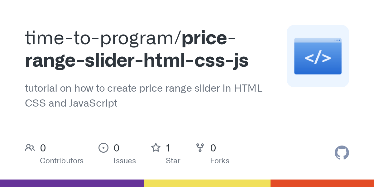 GitHub timetoprogram/pricerangesliderhtmlcssjs tutorial on