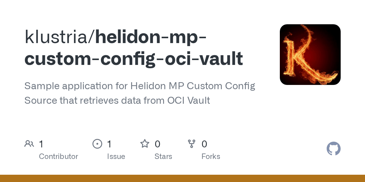 GitHub klustria/helidonmpcustomconfigocivault Sample