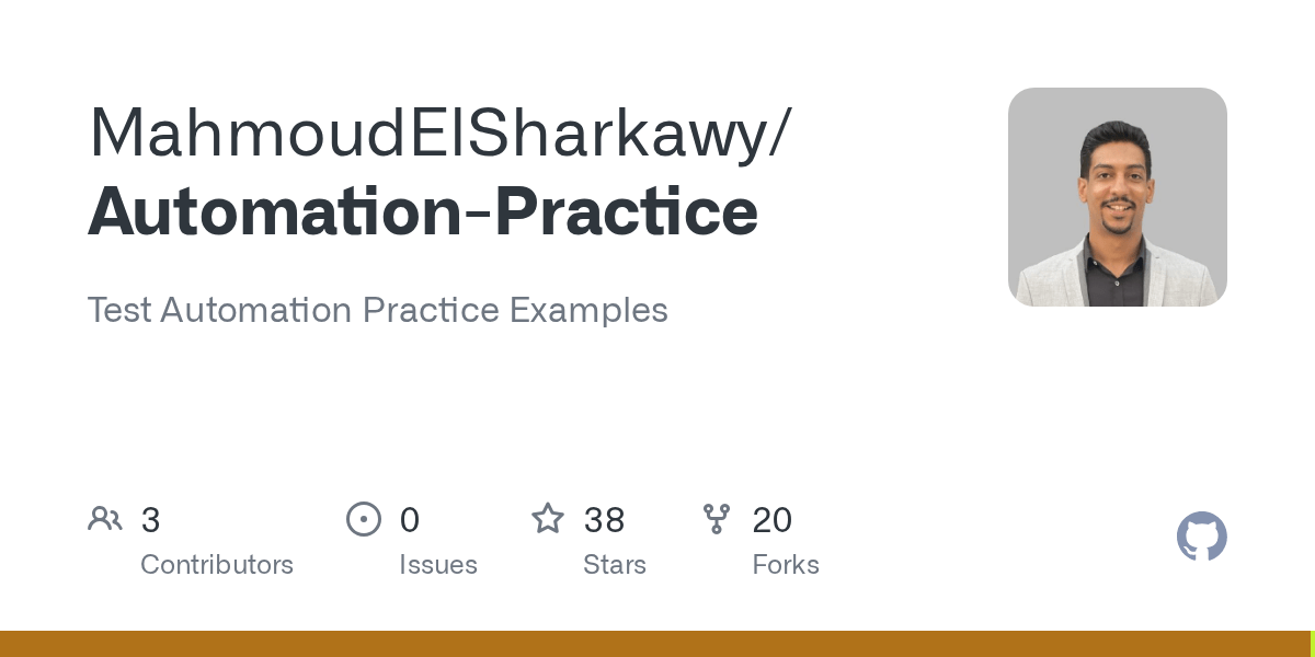 GitHub MahmoudElSharkawy/AutomationPractice Test Automation