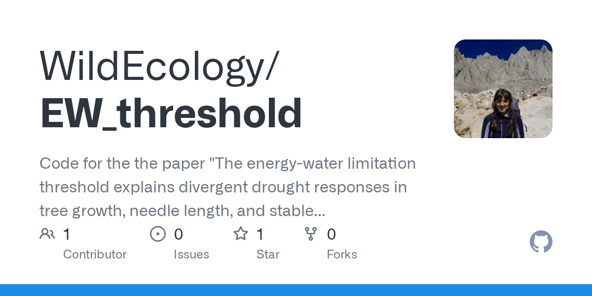 GitHub WildEcology/EW_threshold Code for the the paper "The energy