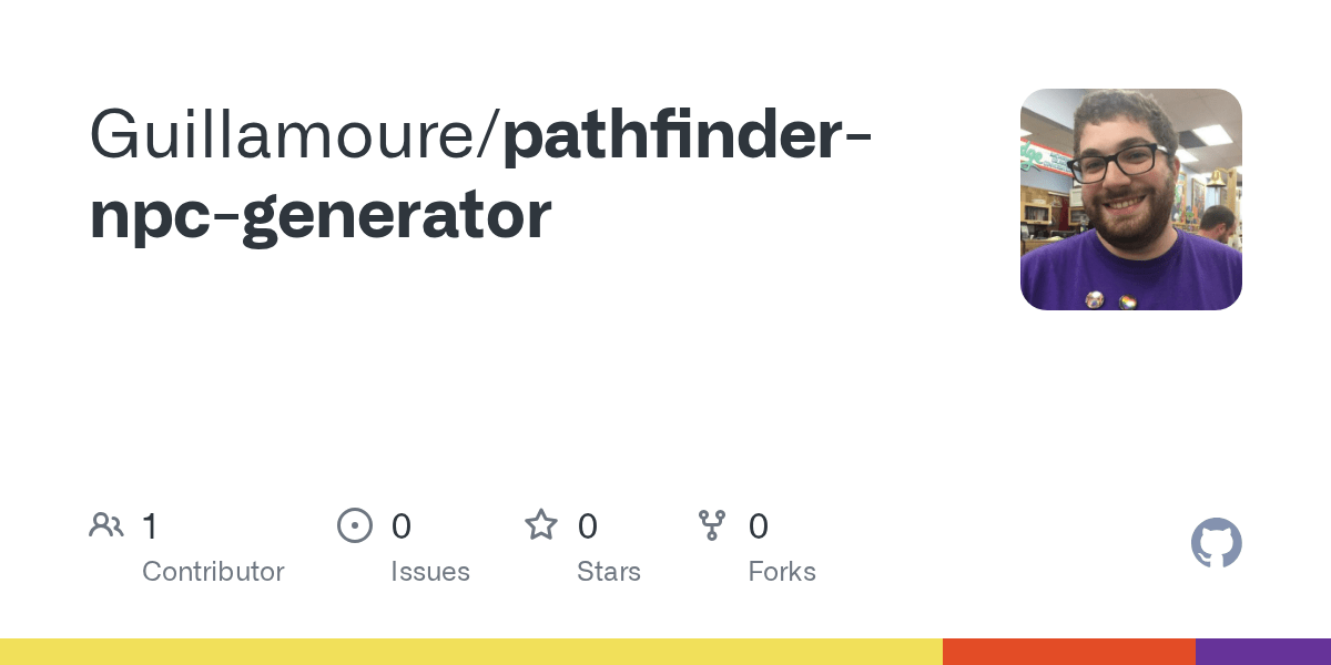 GitHub Guillamoure/pathfindernpcgenerator