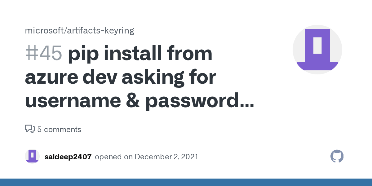 pip install from azure dev asking for username & password for pkgs.dev