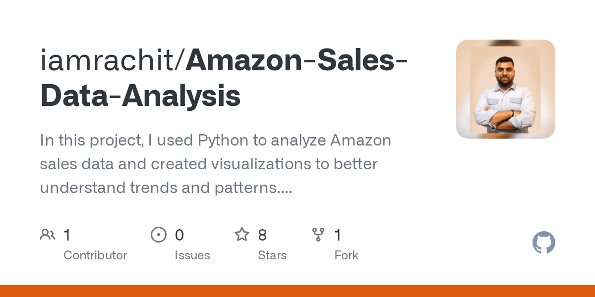 GitHub iamrachit/AmazonSalesDataAnalysis In this project, I used