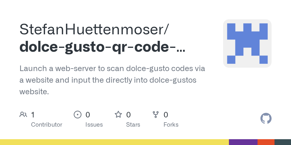 GitHub StefanHuettenmoser/dolcegustoqrcodehandler Launch a web