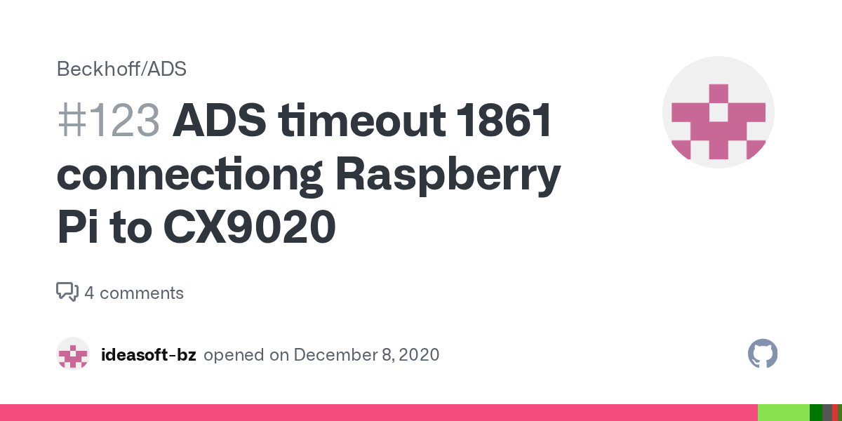 ADS timeout 1861 connectiong Raspberry Pi to CX9020 · Issue 123