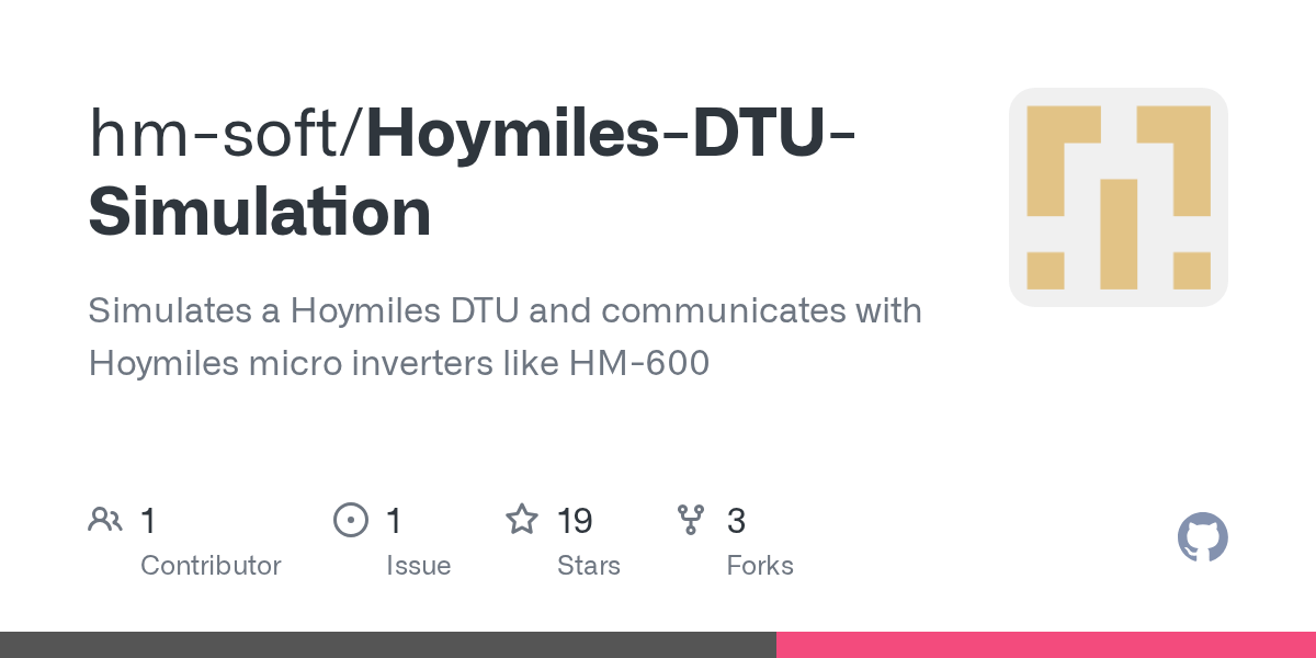 GitHub - hm-soft/Hoymiles-DTU-Simulation: Simulates a Hoymiles DTU and