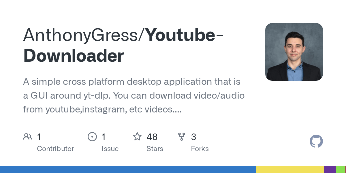 GitHub AnthonyGress/YoutubeDownloader A simple cross platform