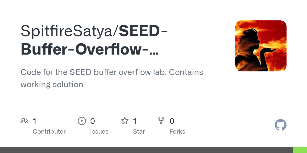 GitHub SpitfireSatya/SEEDBufferOverflowVulnerability Code for the