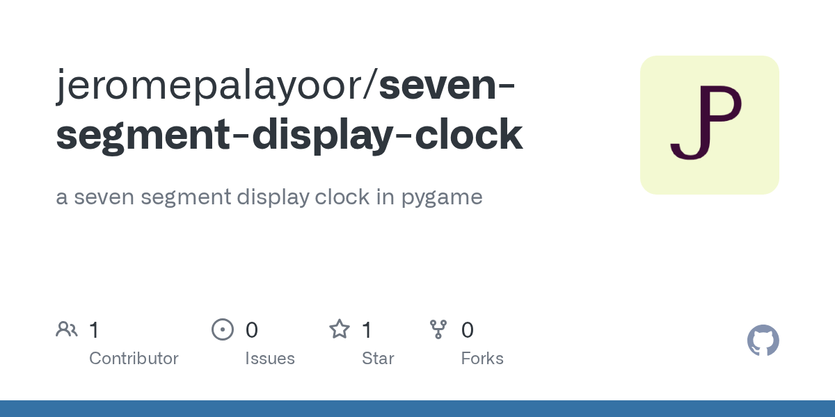 GitHub jeromepalayoor/sevensegmentdisplayclock a seven segment