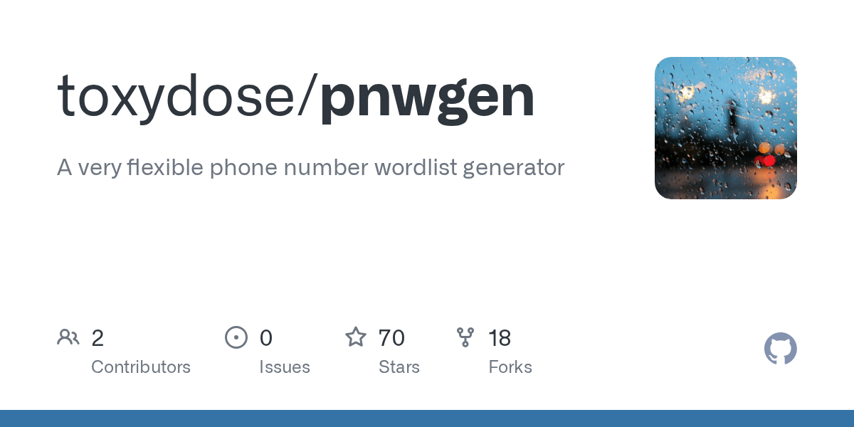 GitHub toxydose/pnwgen A very flexible phone number wordlist generator