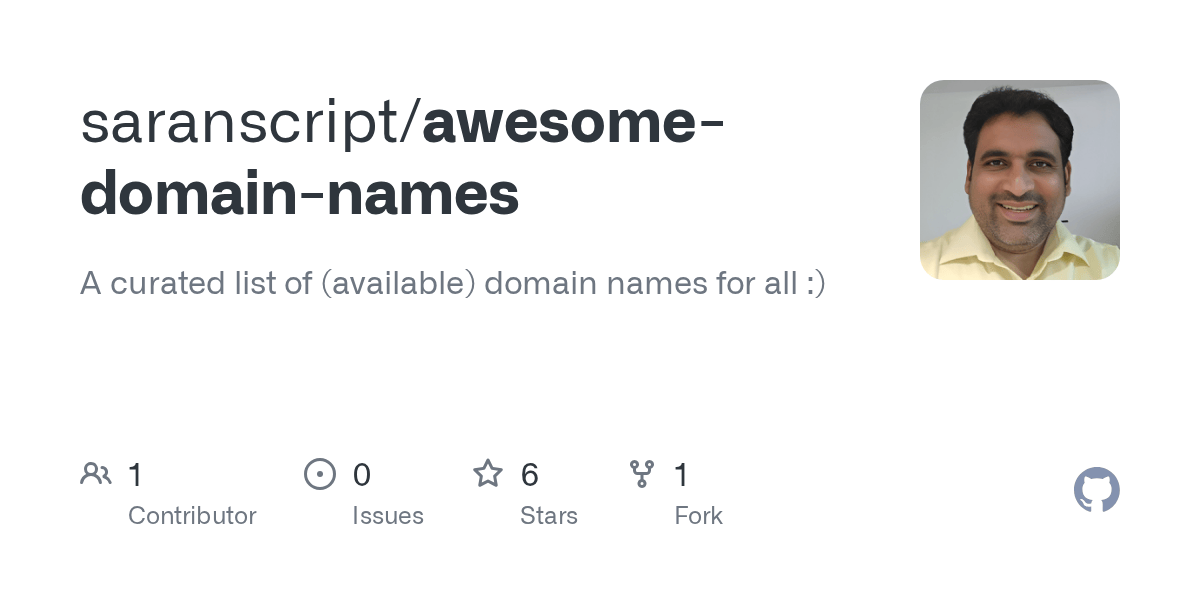 GitHub saranscript/awesomedomainnames A curated list
