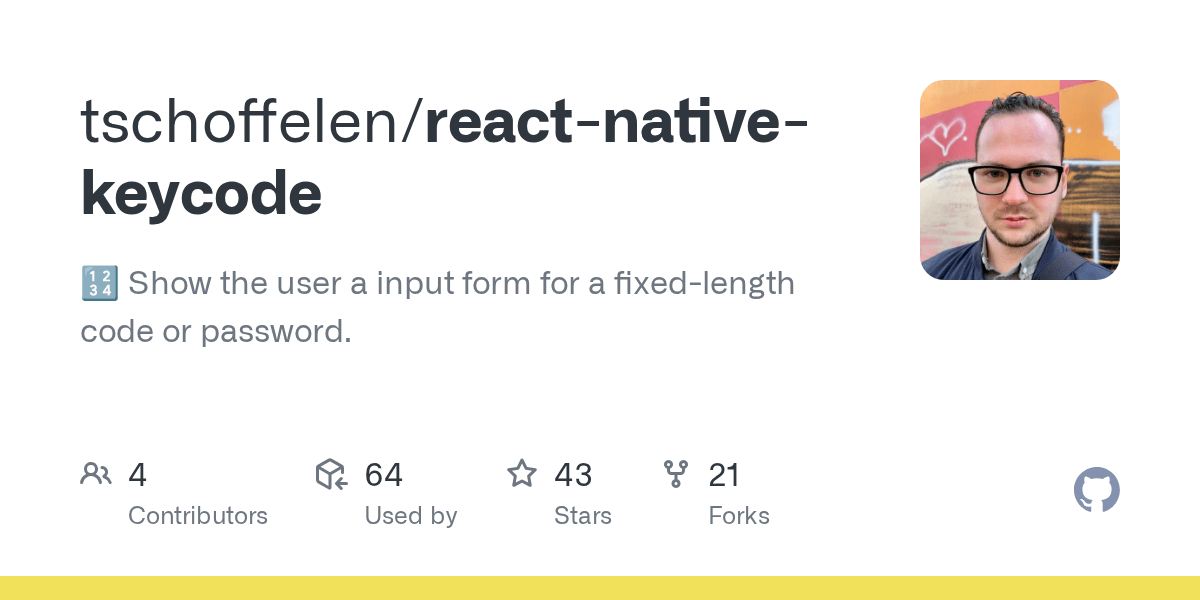 GitHub includable/reactnativekeycode 🔢 Show the user a input form