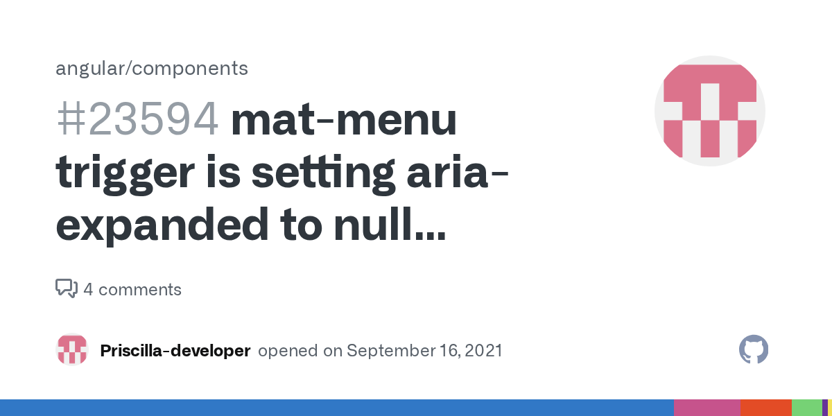 matmenu trigger is setting ariaexpanded to null instead of false so