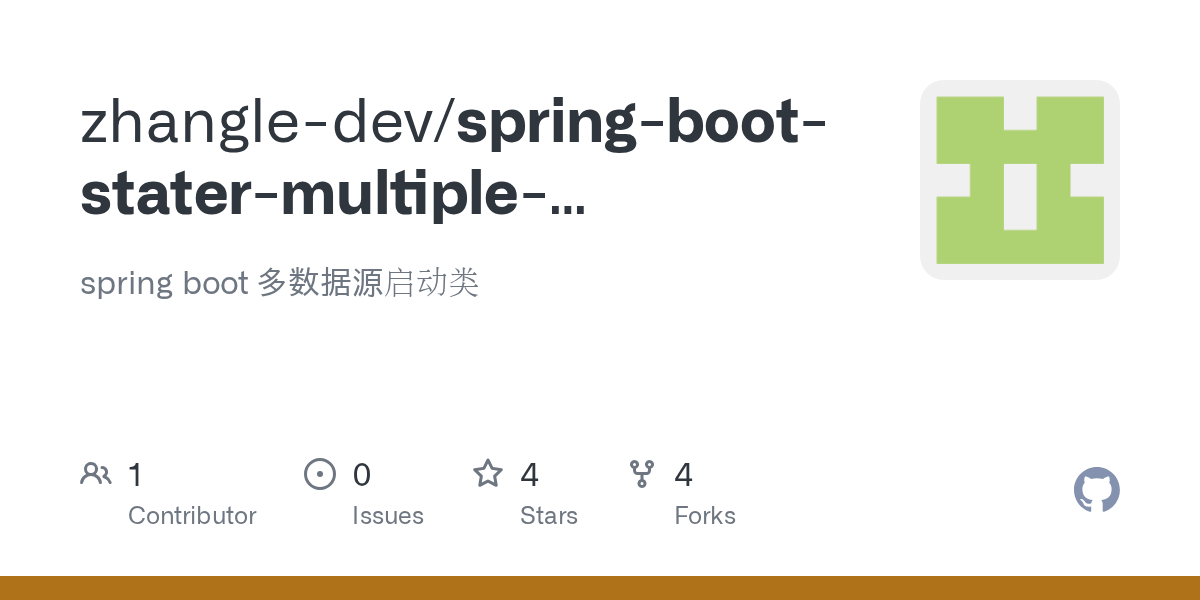 GitHub zhangledev/springbootstatermultipledatasource spring