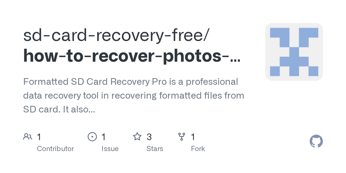 GitHub sdcardrecoveryfree/howtorecoverphotosfromsdcard