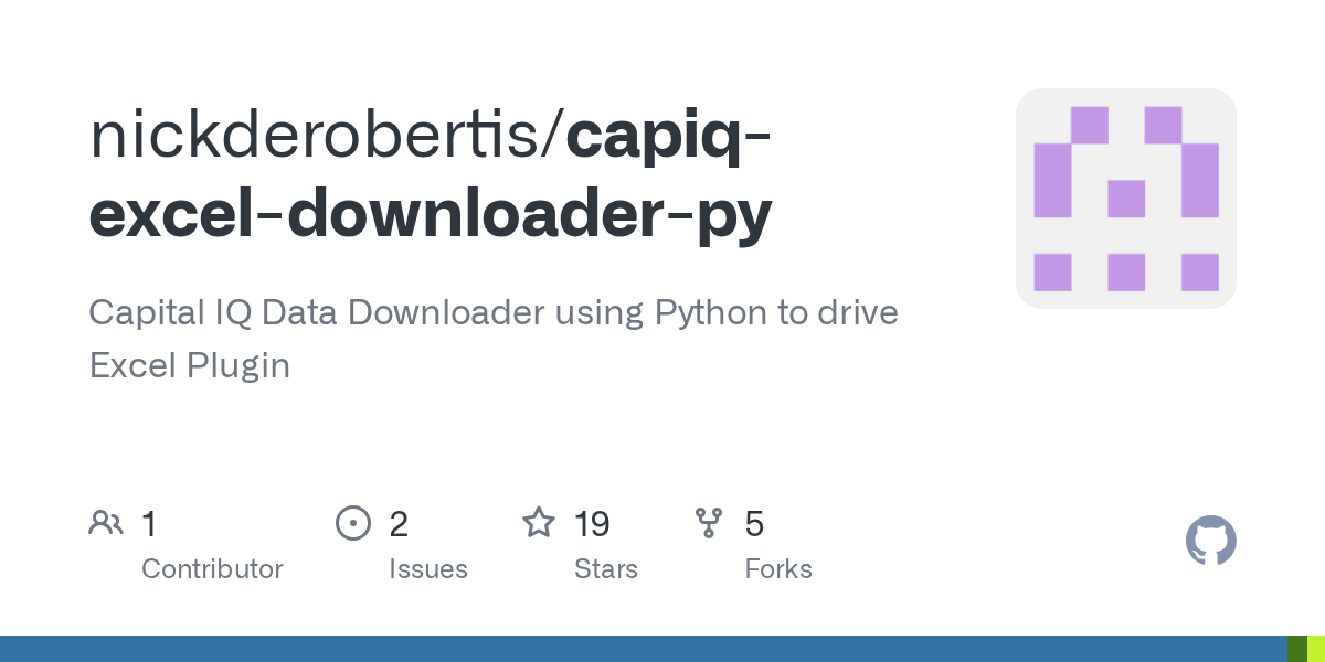 GitHub nickderobertis/capiqexceldownloaderpy Capital IQ Data