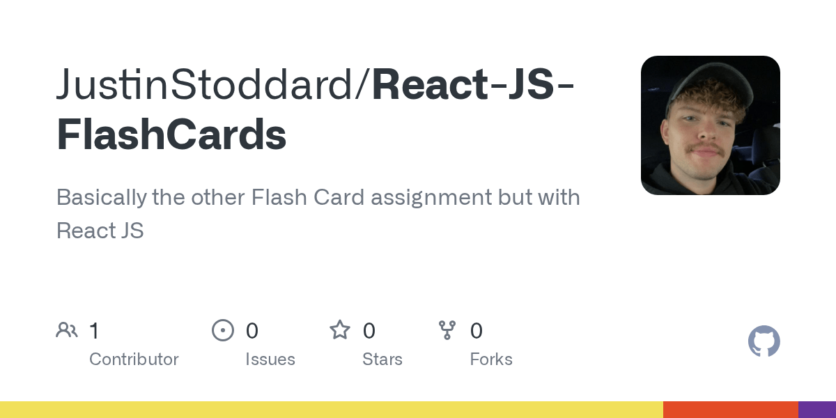 GitHub JustinStoddard/ReactJSFlashCards Basically the other Flash
