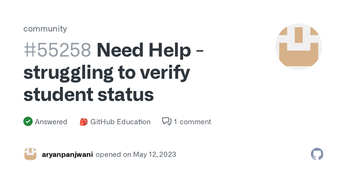 Need Help struggling to verify student status · community