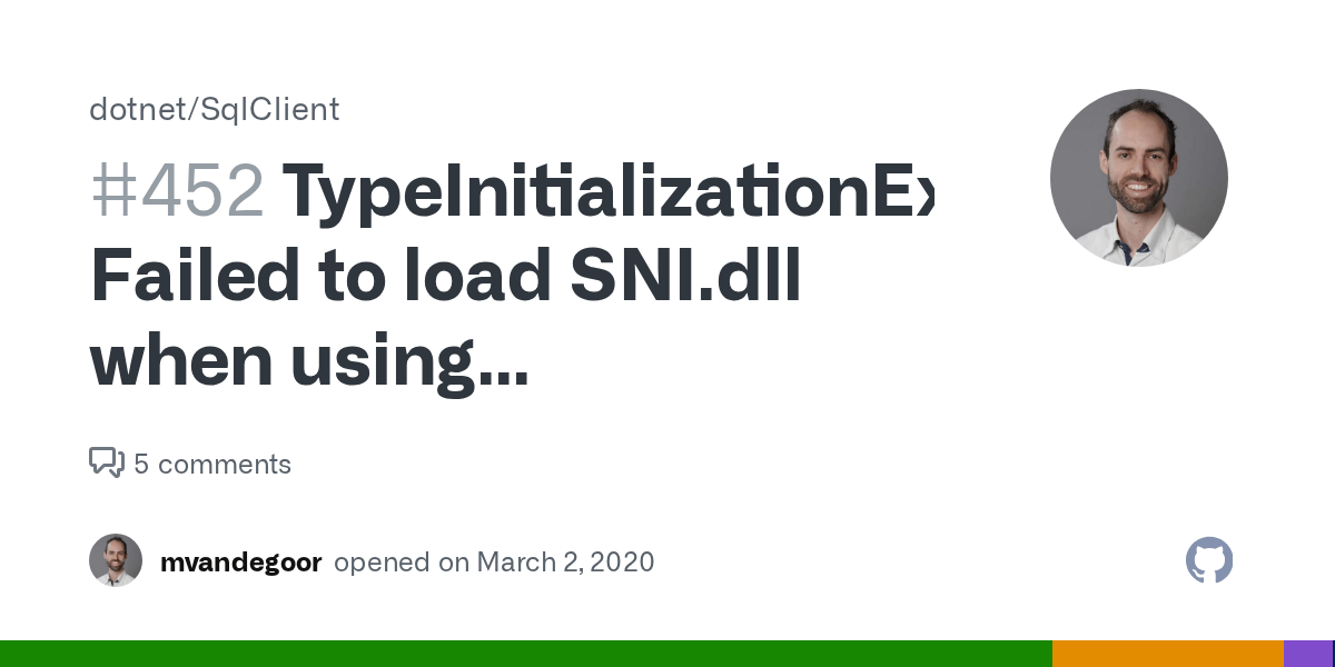 TypeInitializationException Failed to load SNI.dll when using