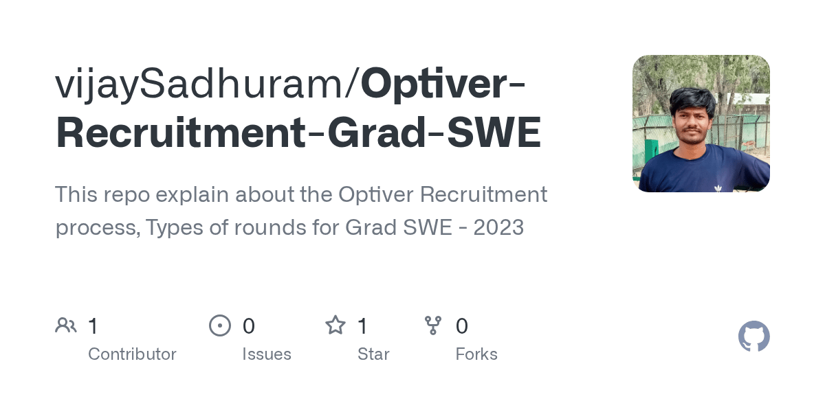 GitHub vijaySadhuram/OptiverRecruitmentGradSWE This repo explain