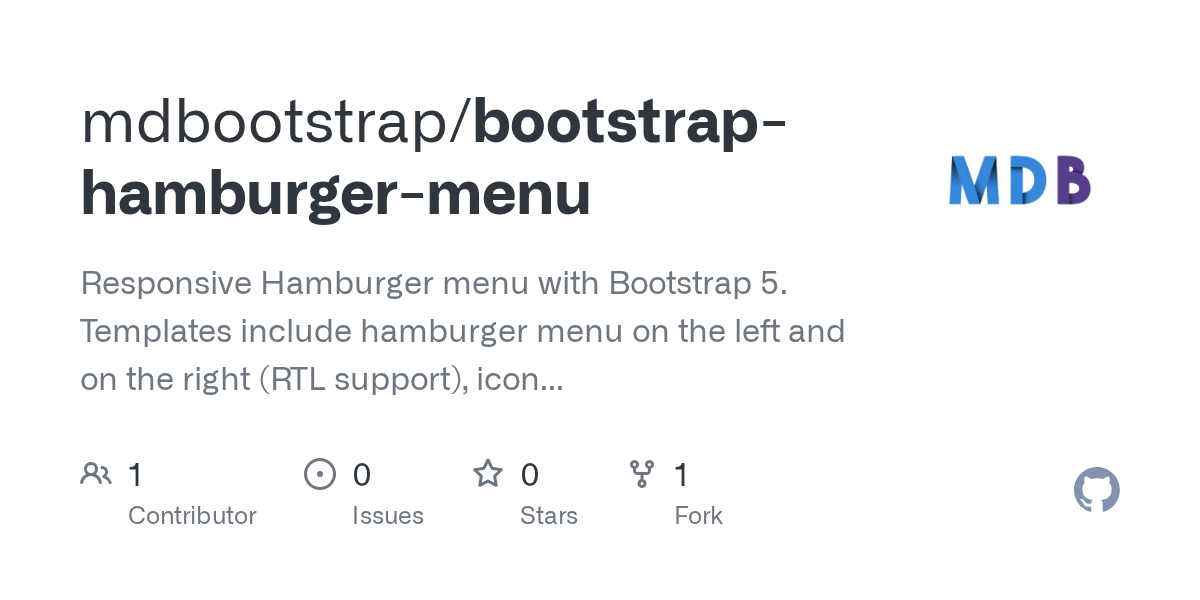 GitHub mdbootstrap/bootstraphamburgermenu Responsive Hamburger