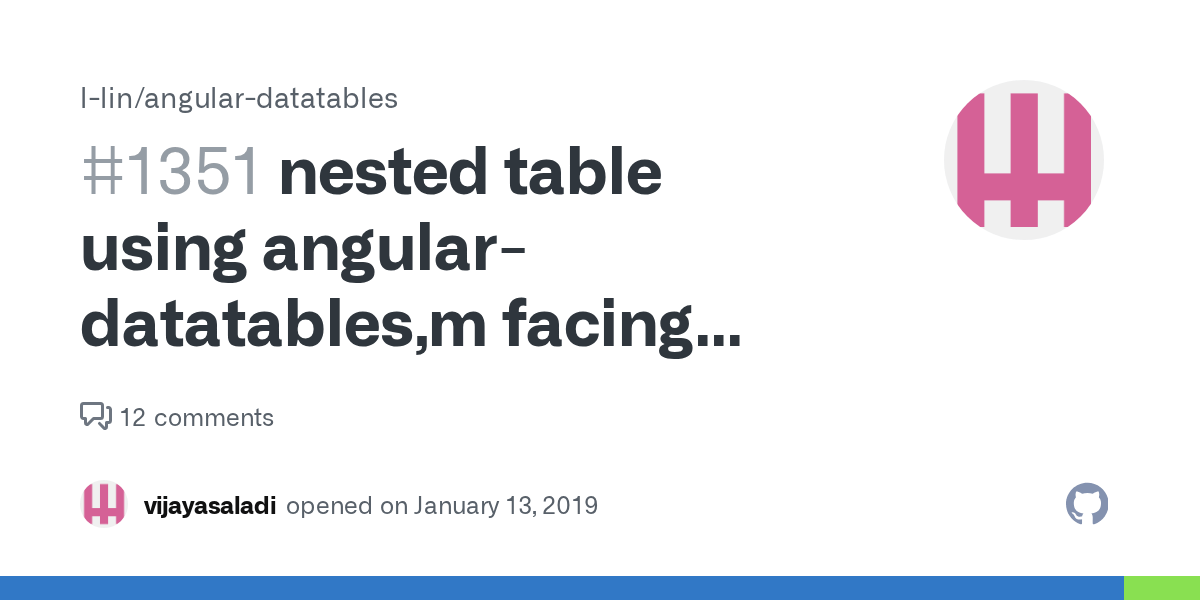 nested table using angulardatatables,m facing either placement of
