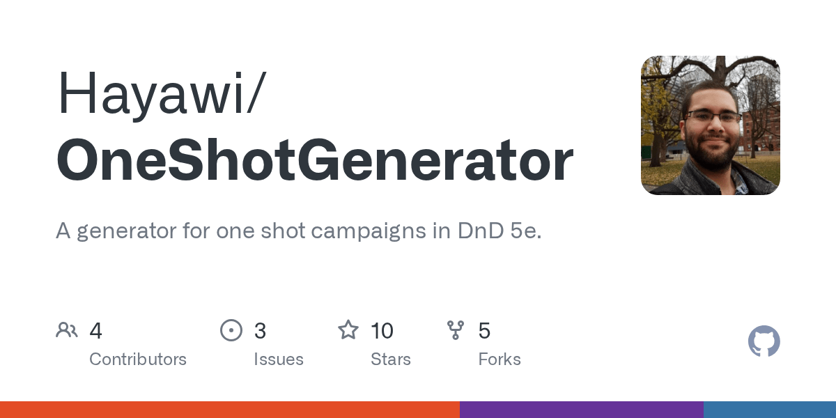 GitHub Hayawi/OneShotGenerator A generator for one shot campaigns in