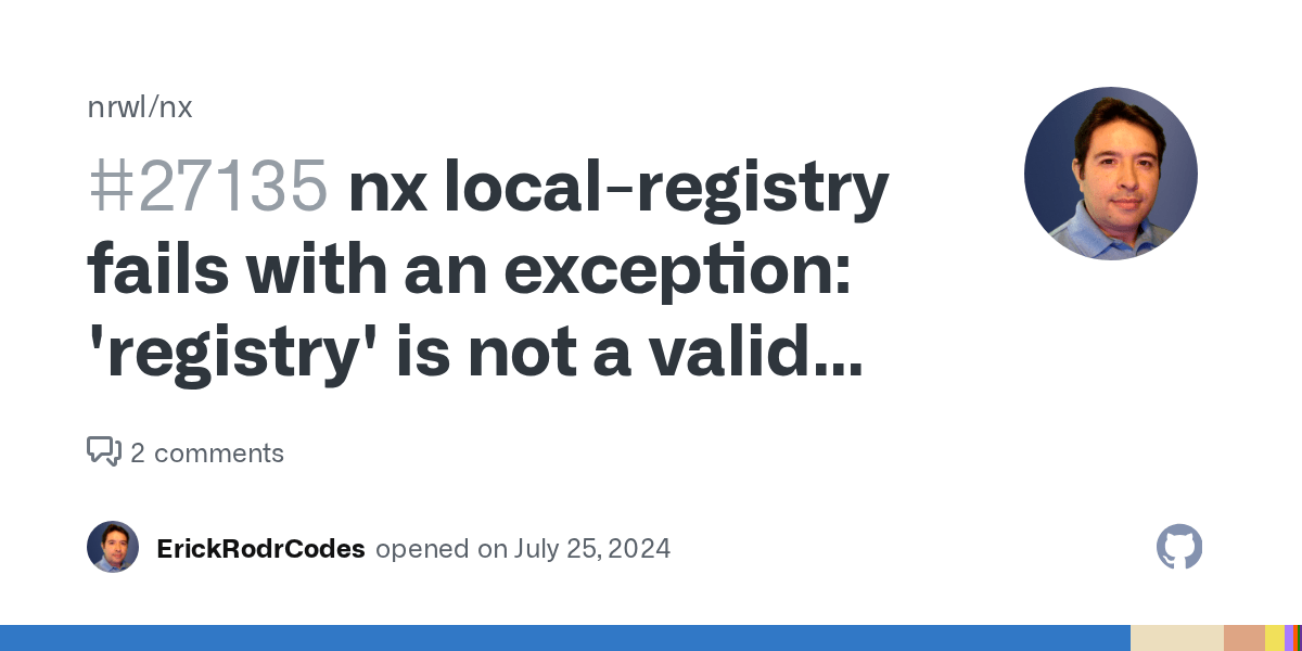 nx localregistry fails with an exception 'registry' is not a valid