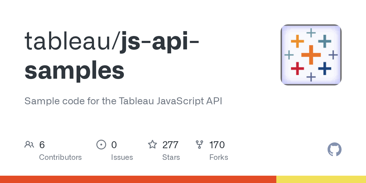 GitHub tableau/jsapisamples Sample code for the Tableau JavaScript API
