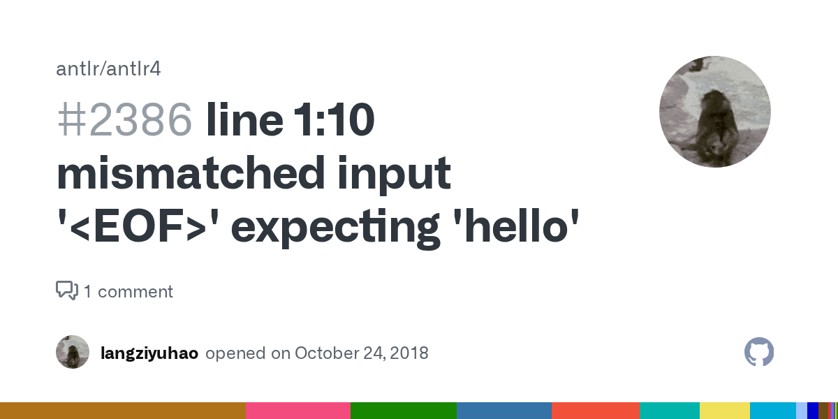 line 110 mismatched input ' ' expecting 'hello' · Issue 2386 · antlr