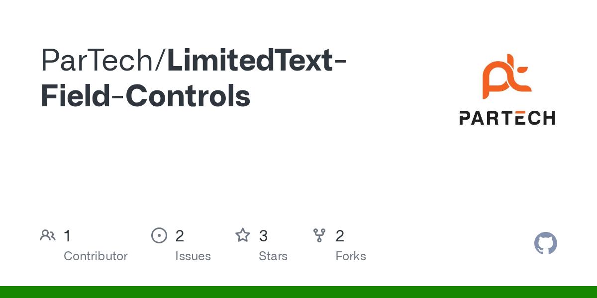 GitHub ParTech/LimitedTextFieldControls