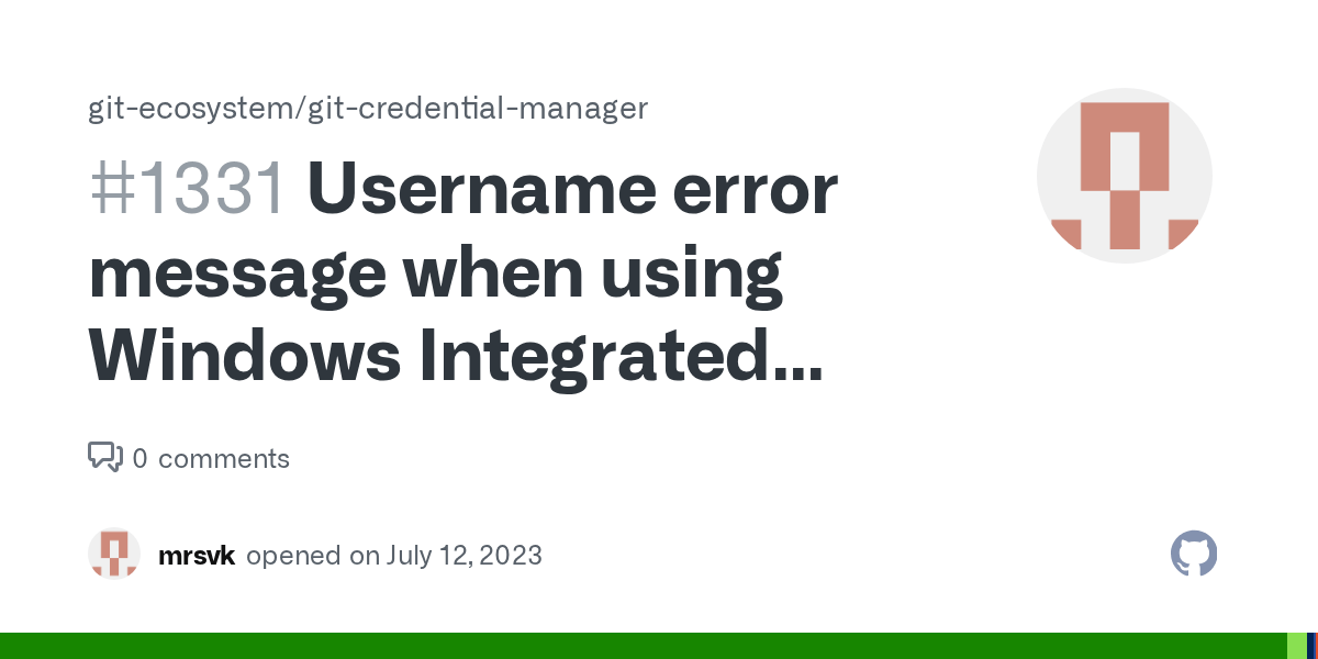 Username error message when using Windows Integrated Authentication