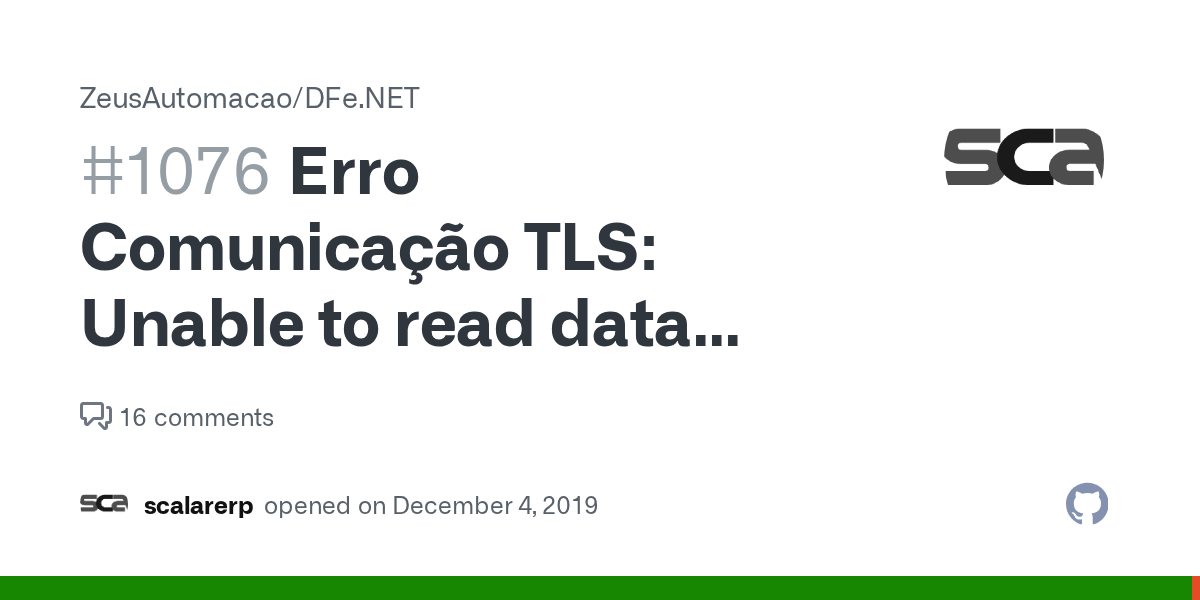 Erro Comunicação TLS Unable to read data from transport connection