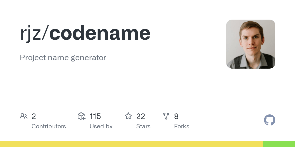 GitHub rjz/codename Project name generator