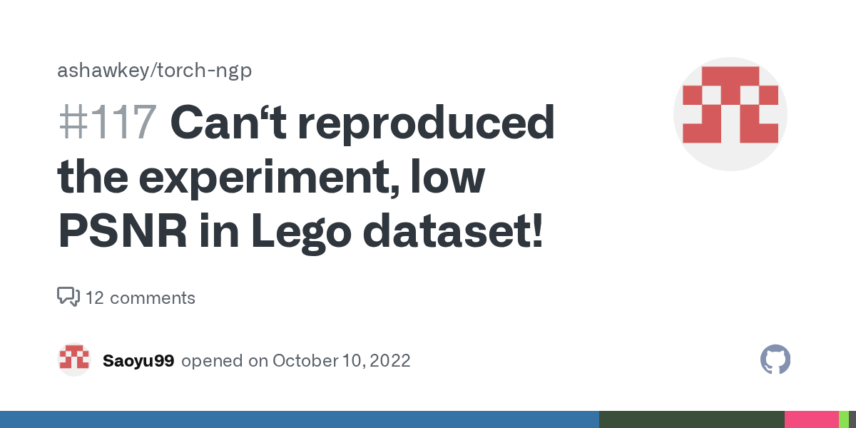 Can‘t reproduced the experiment, low PSNR in Lego dataset! · Issue 117 · ashawkey/torchngp